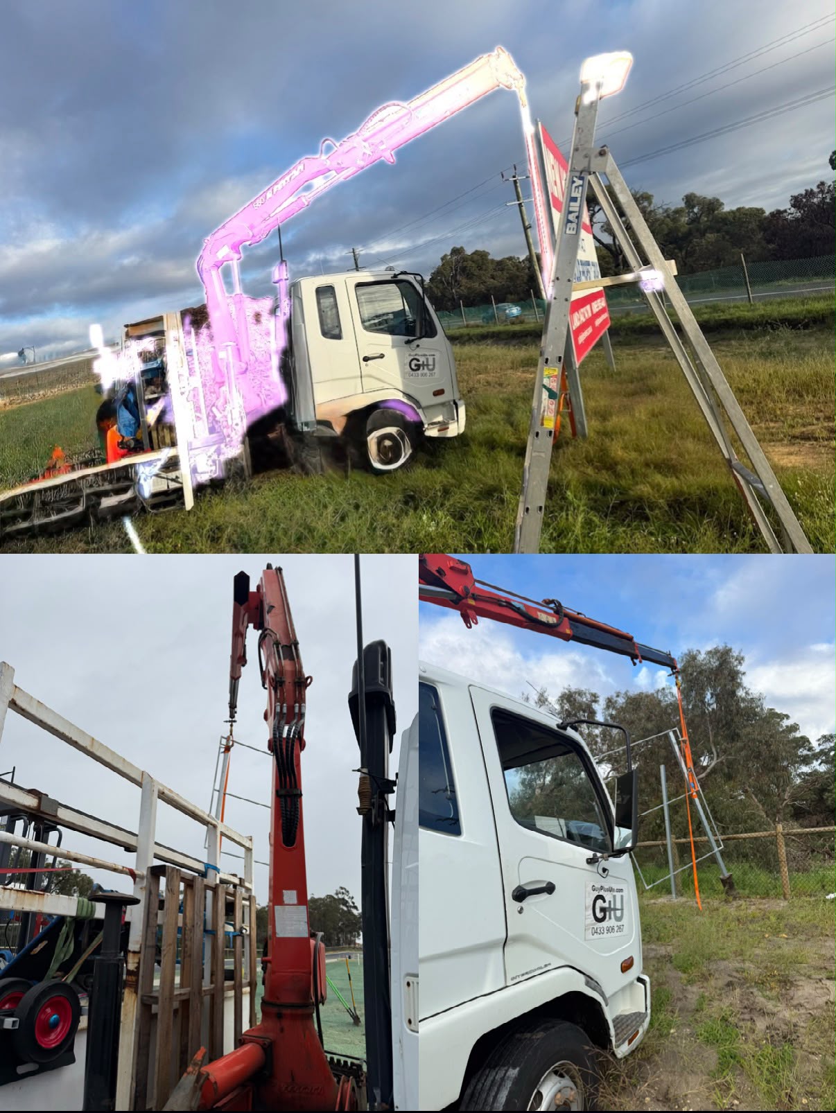 Guy-Plus Hiab crane truck lifting on a Perth job — Mitsubishi Fuso with Ferrari 560 crane