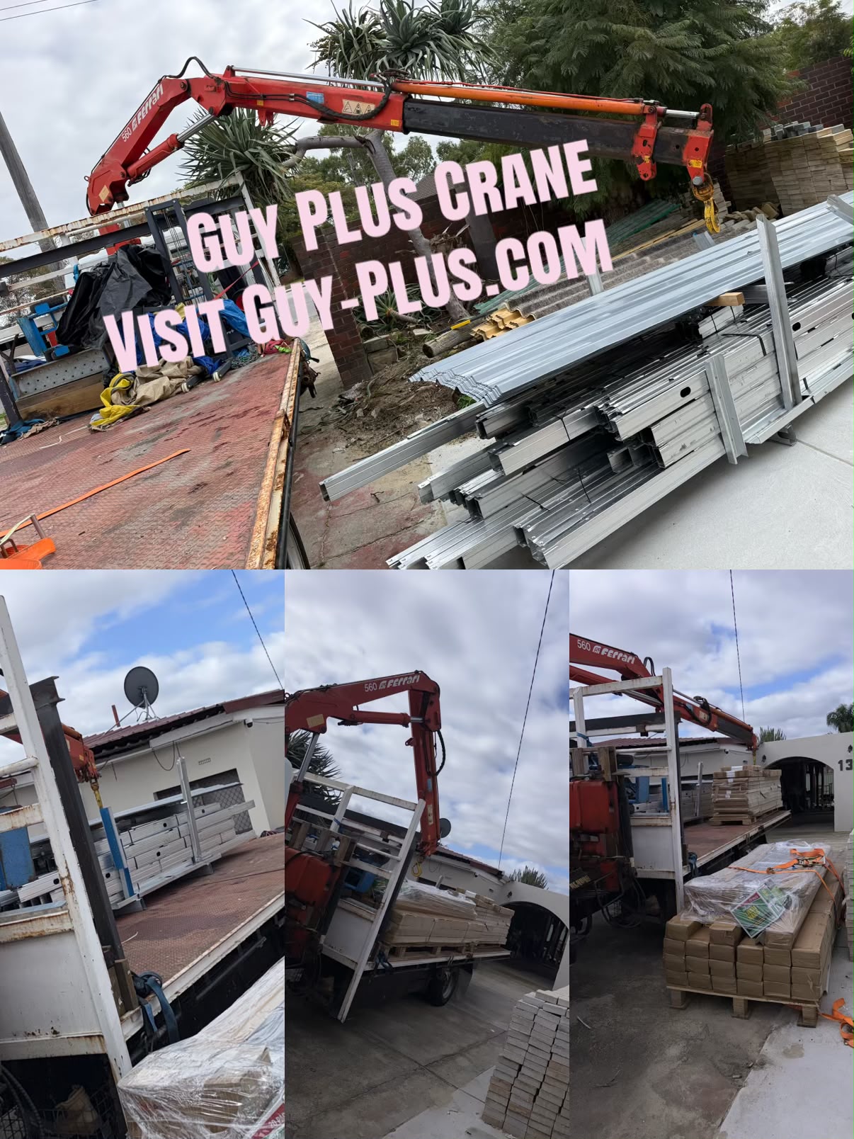 Delivering construction material by crane truck, Perth