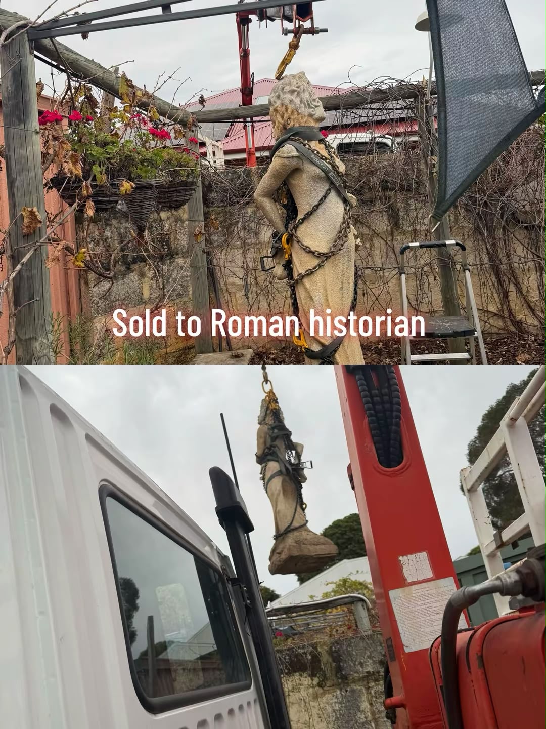 Guy-Plus crane lifting a heavy statue on a Perth job